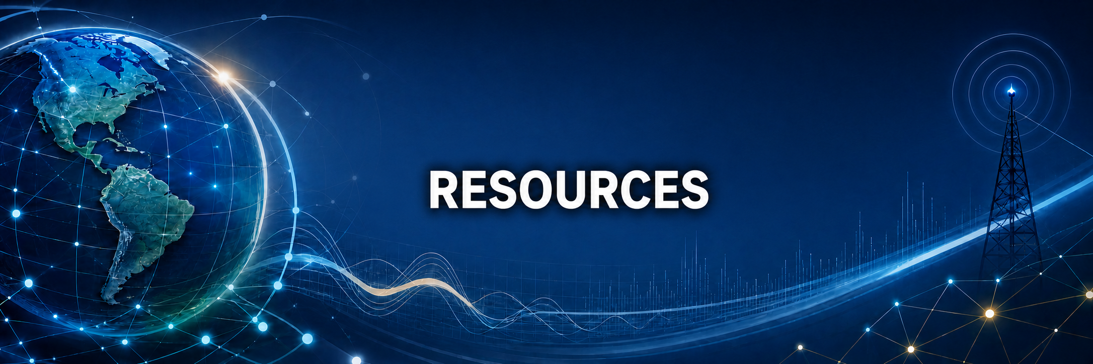 Amateur Radio Resources globe and radio tower artwork